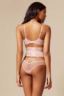 AGENT PROVOCATEUR Pink Essie Corset Satin Lace Detail Bra - House Of Huntington