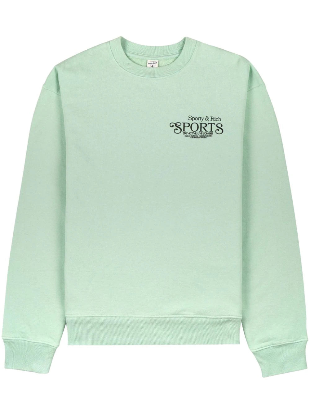 SPORTY & RICH Mens Mint Green Crew Neck Logo Sweatshirt - House Of Huntington