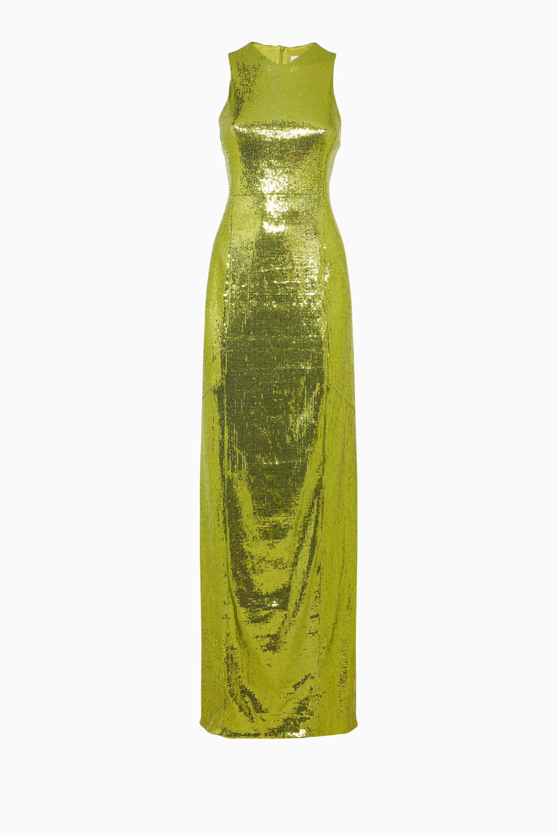 GALVAN Green Sequinned Sparkly High Shine Reflection Long Dress GALVAN Green Sequinned Sparkly High Shine Reflection Long Dress