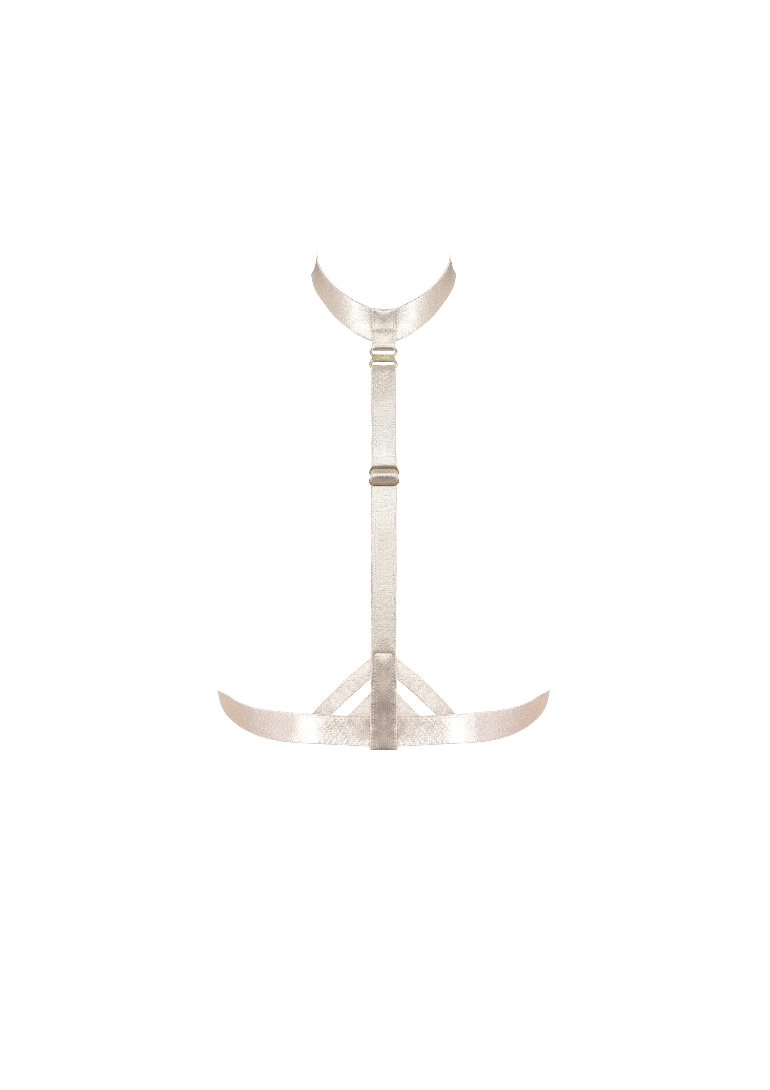 Bordelle Art Deco Cream Satin 24k Gold Plated Harness - House Of Huntington