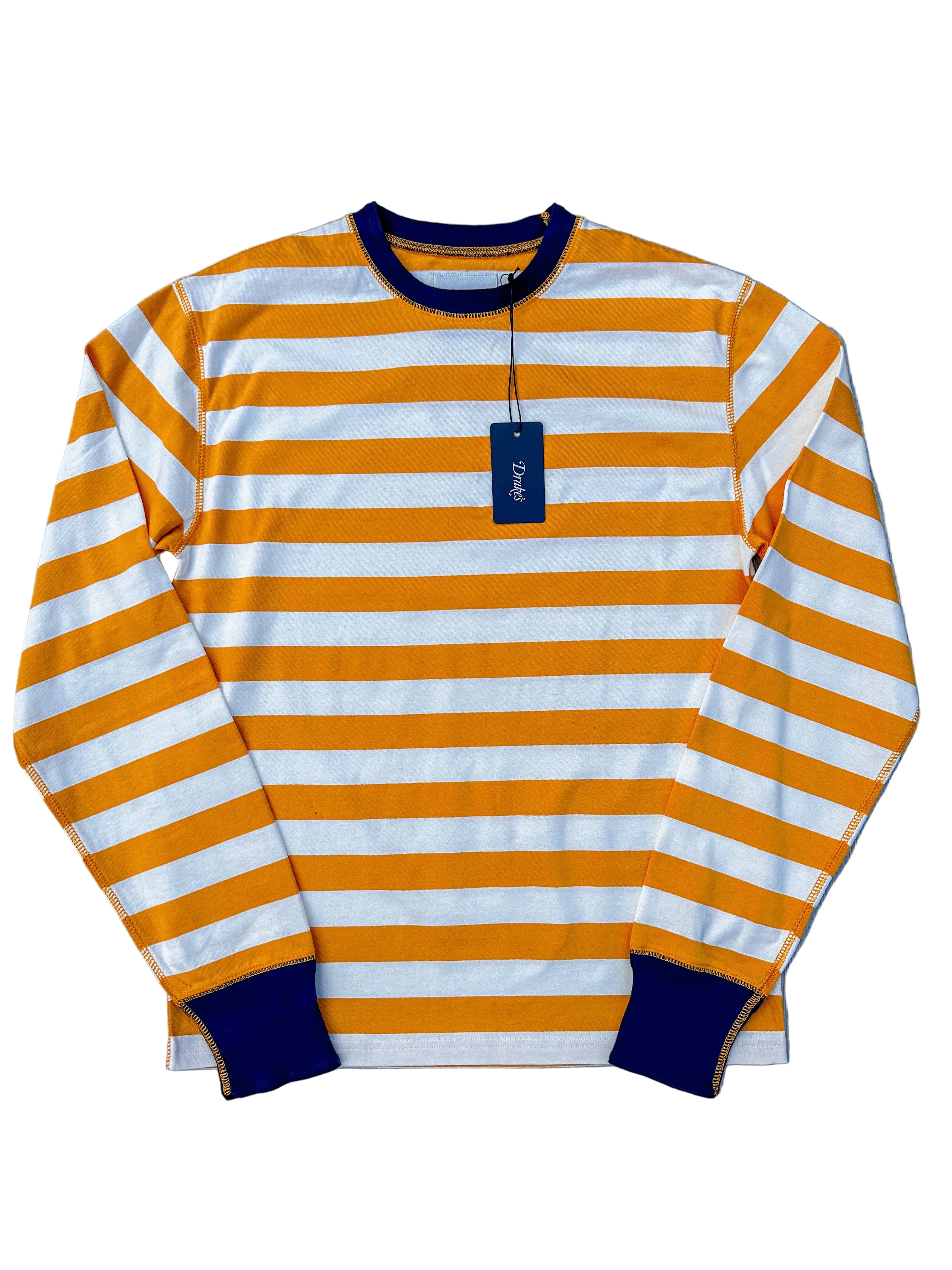 Drake's Mustard Striped Long Sleeve Hiking Tee Shirt - House Of Huntington