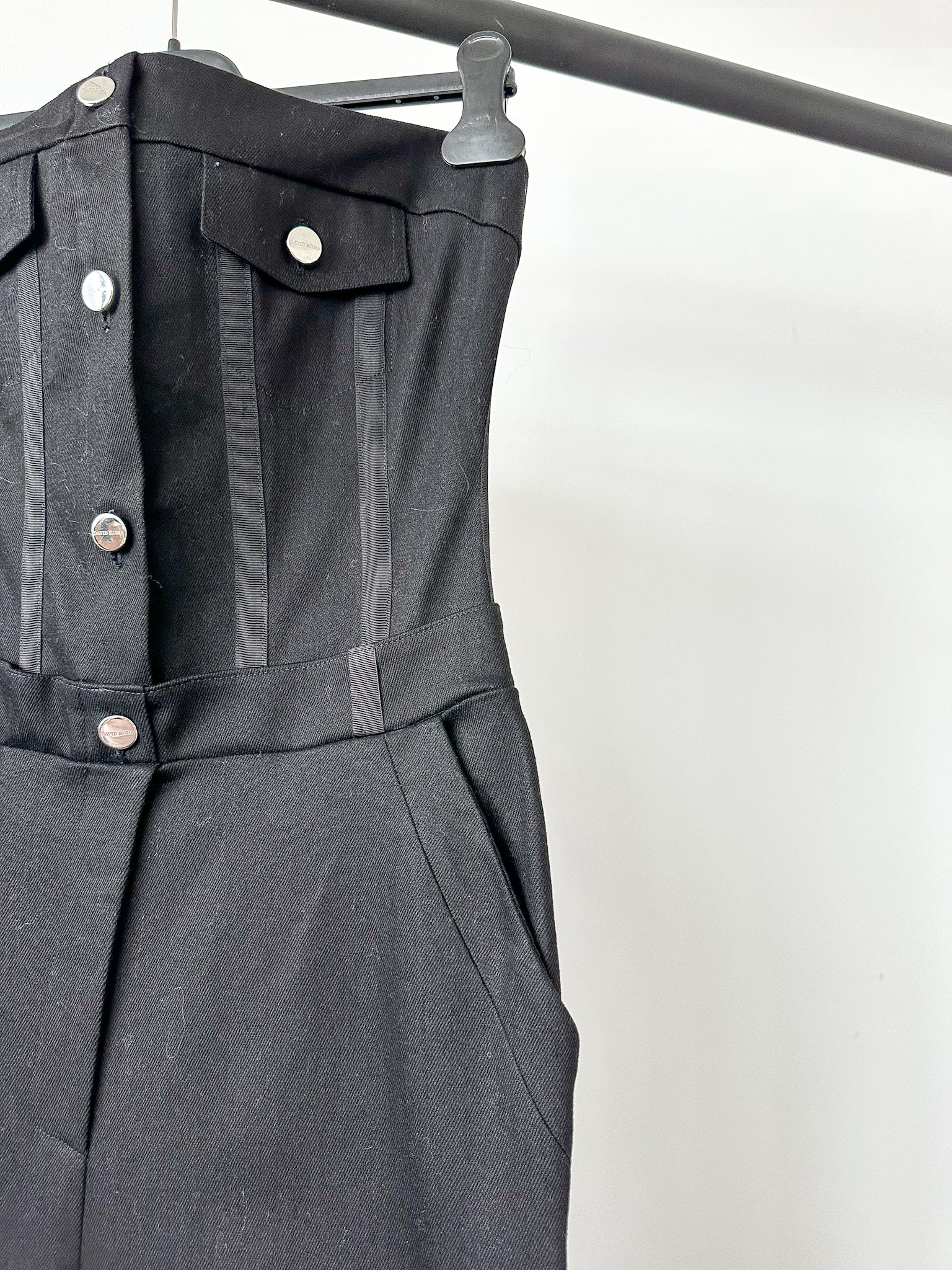 David Koma Black Branded Button-Up Western Denim Canvas Jumpsuit - House Of Huntington