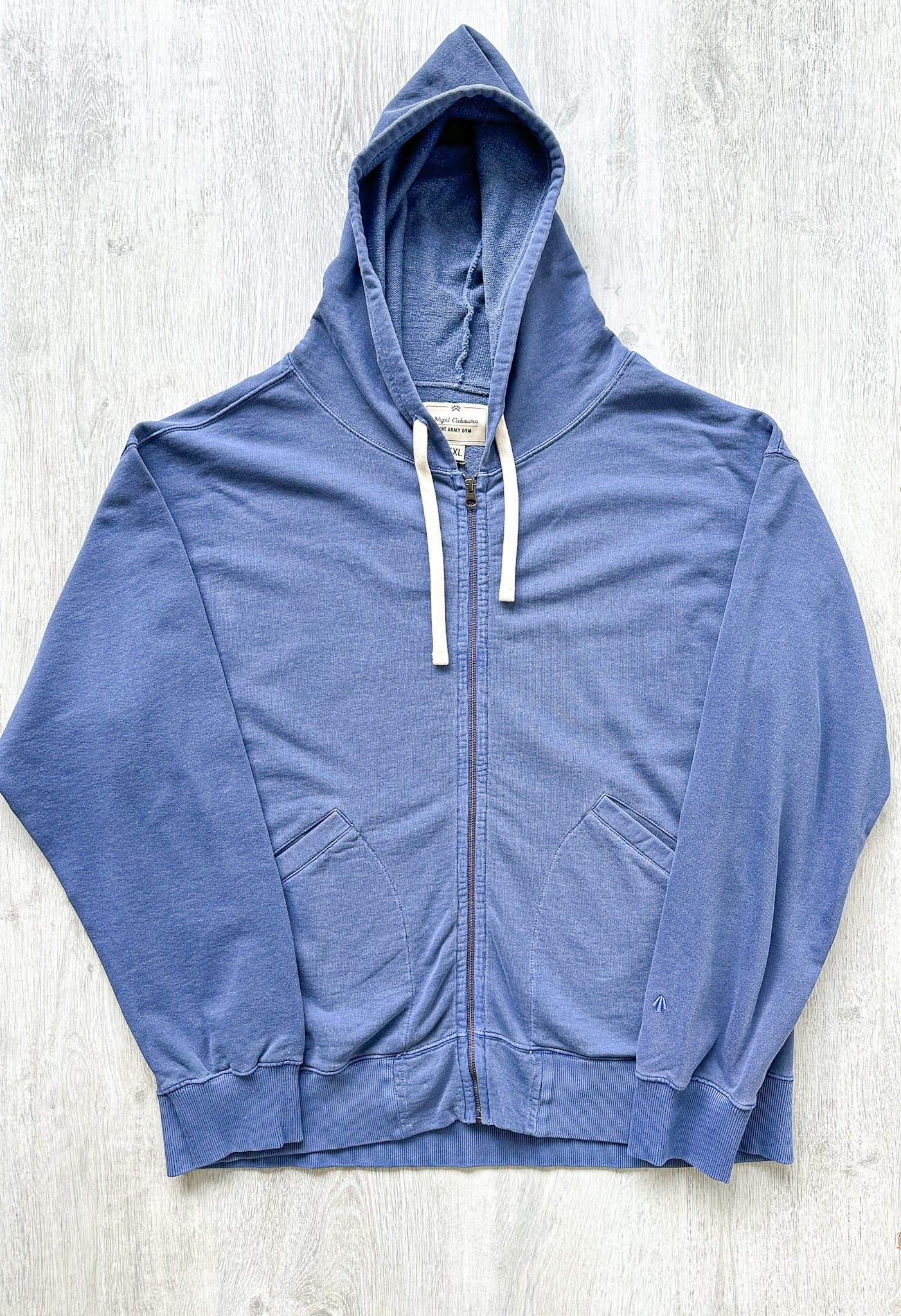 Nigel Cabourn Embroidered Broad Arrow Zip Hoody in Blue - House Of Huntington
