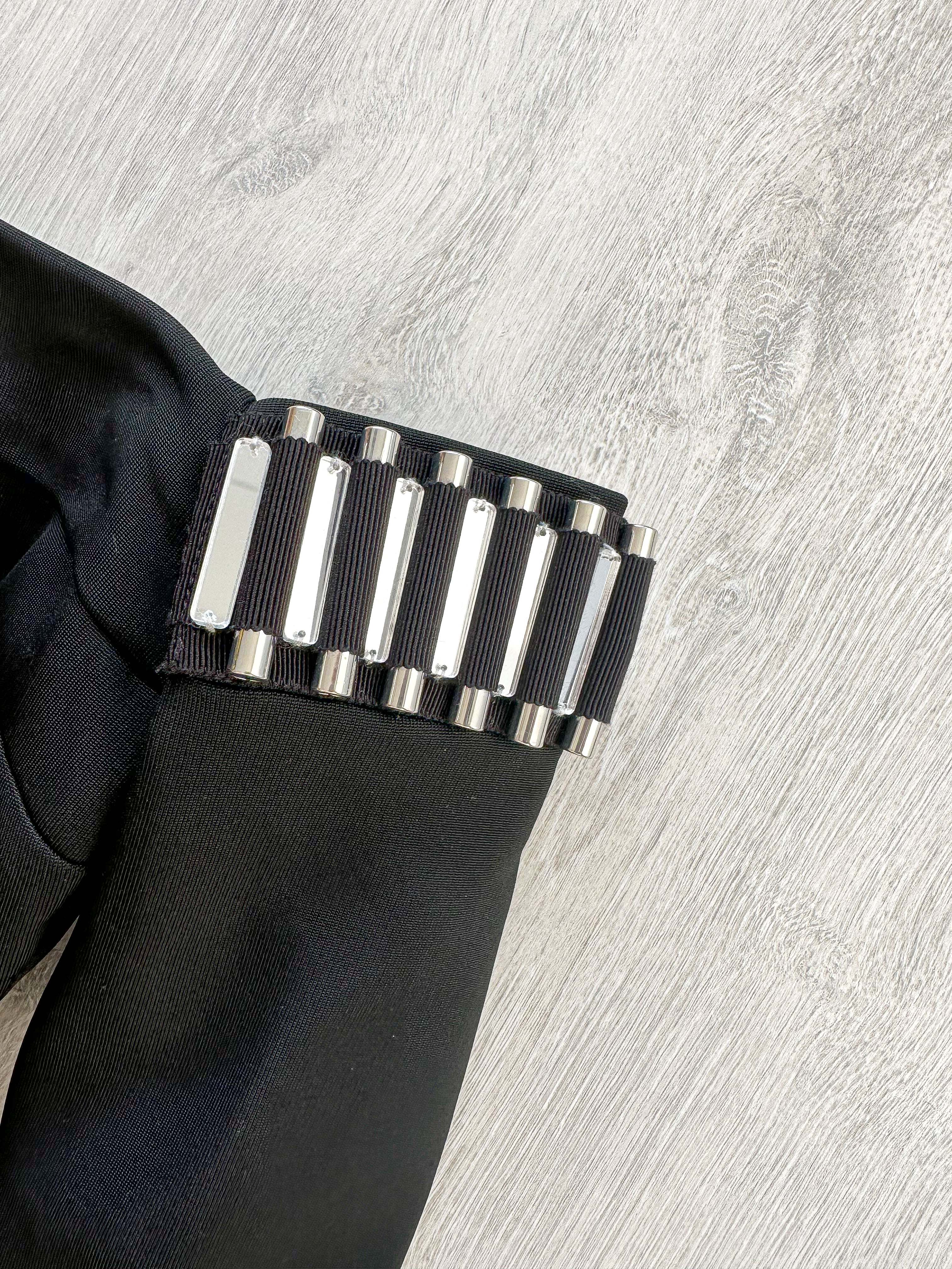 DAVID KOMA Black Embellished Detail Off Shoulder Long Sleeve Dress - House Of Huntington