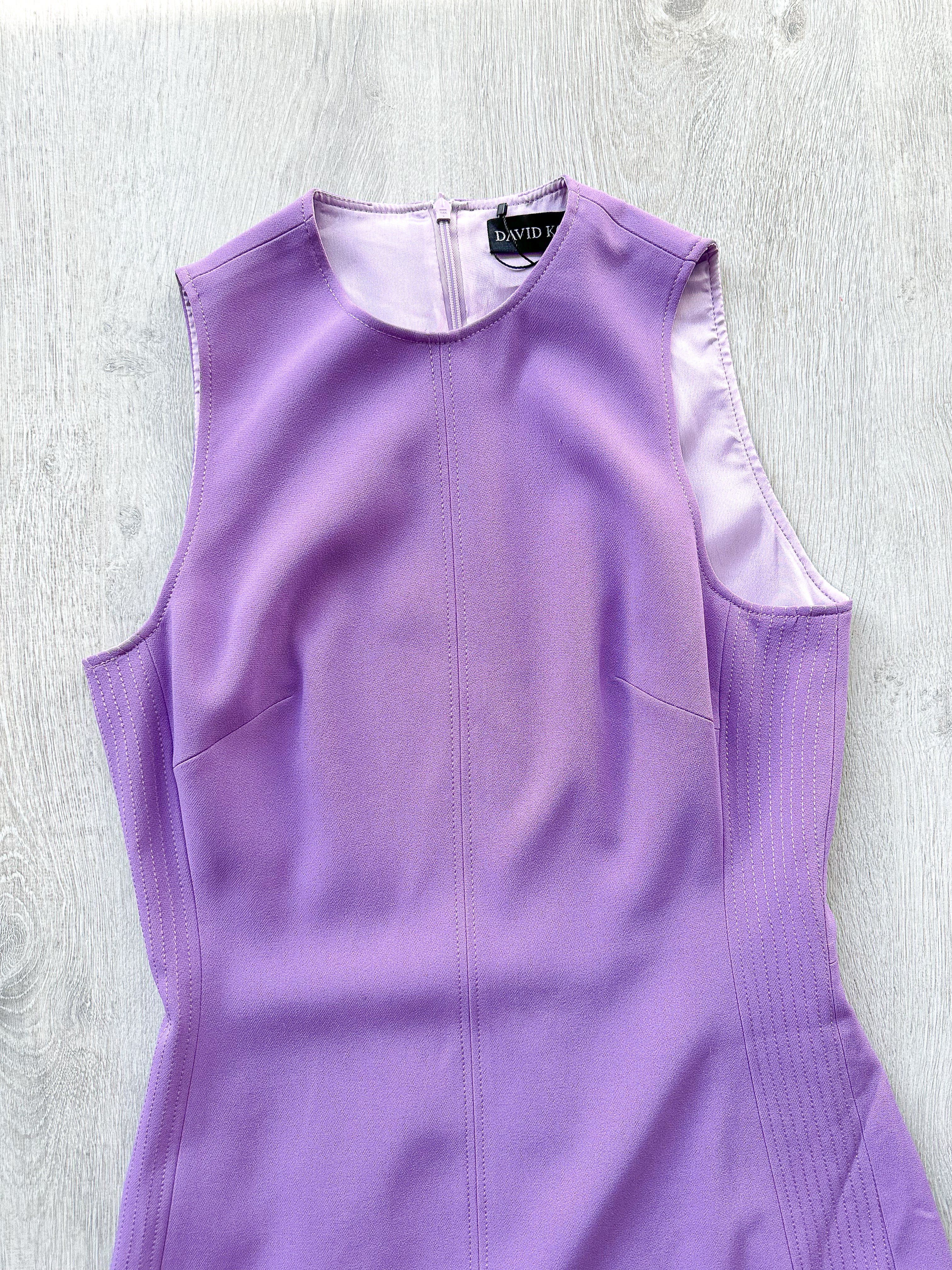 DAVID KOMA Purple Sleeveless Pleat Hem Dress - House Of Huntington