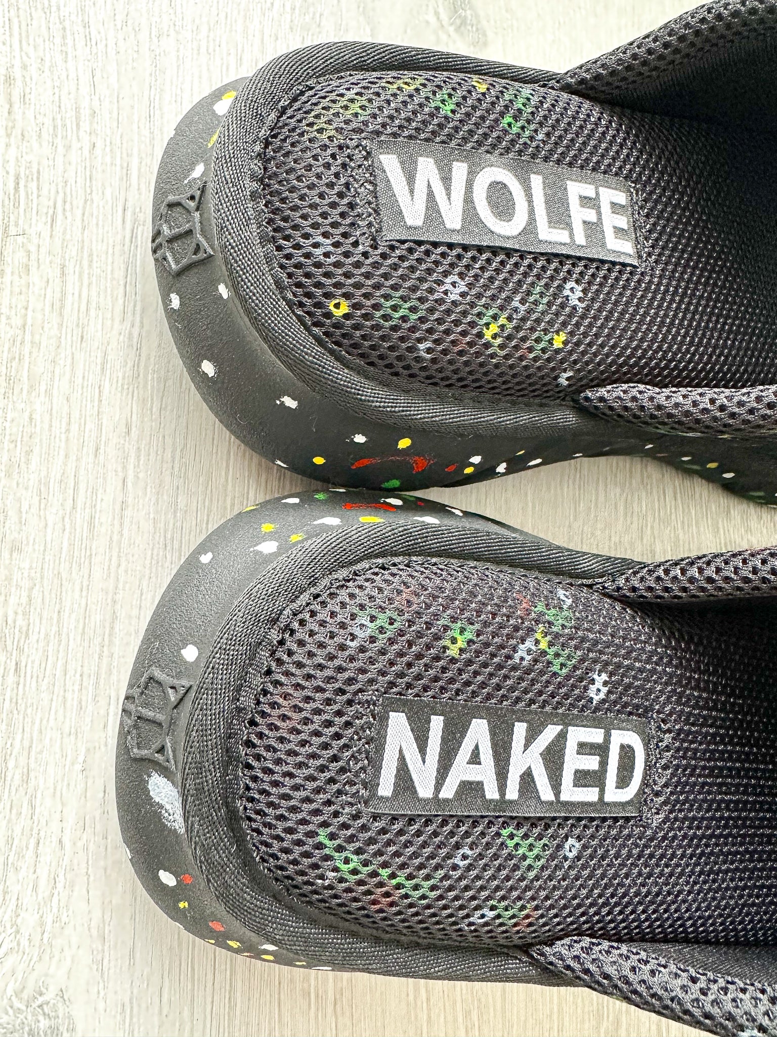 NAKED WOLFE Black Wolfe Embossed Graffiti Army Mesh Sandals Slide - House Of Huntington