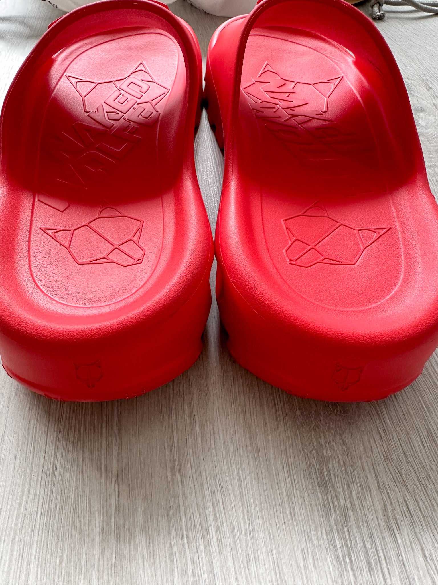 NAKED WOLFE Red Tommy Wolf Embossed Waterproof Sandals Slide - House Of Huntington