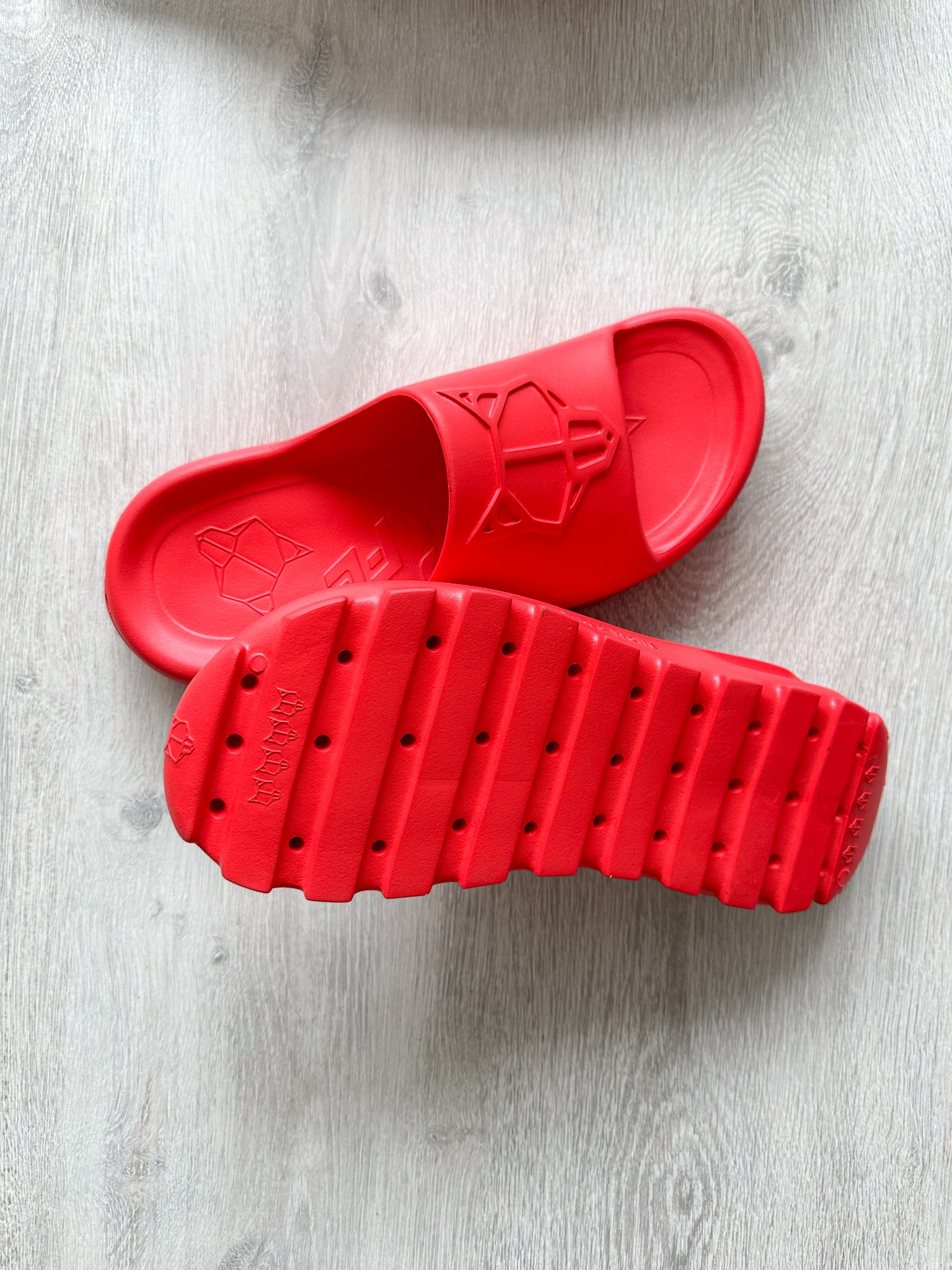 NAKED WOLFE Red Tommy Wolf Embossed Waterproof Sandals Slide - House Of Huntington
