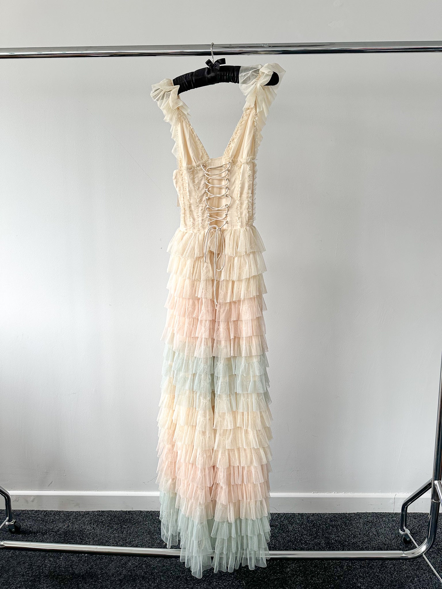 Amy Jane London Iris Dusty Corset Bodice Ruffle Tulle Layered Fairytale Gown - House Of Huntington