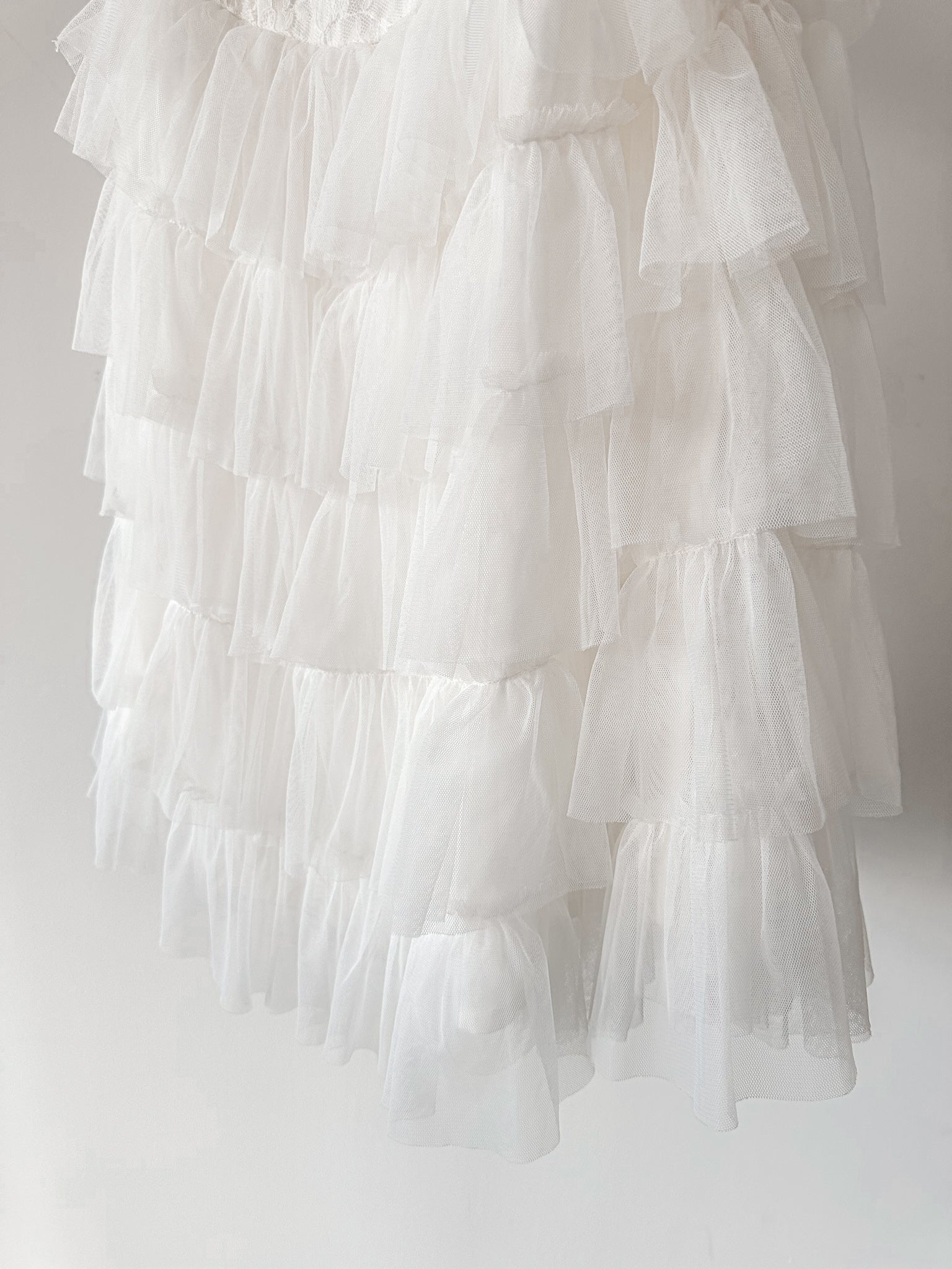 Amy Jane London White Sofia Lace Coquette Corset Style Ballerina Tulle Hem Mini Dress - House Of Huntington