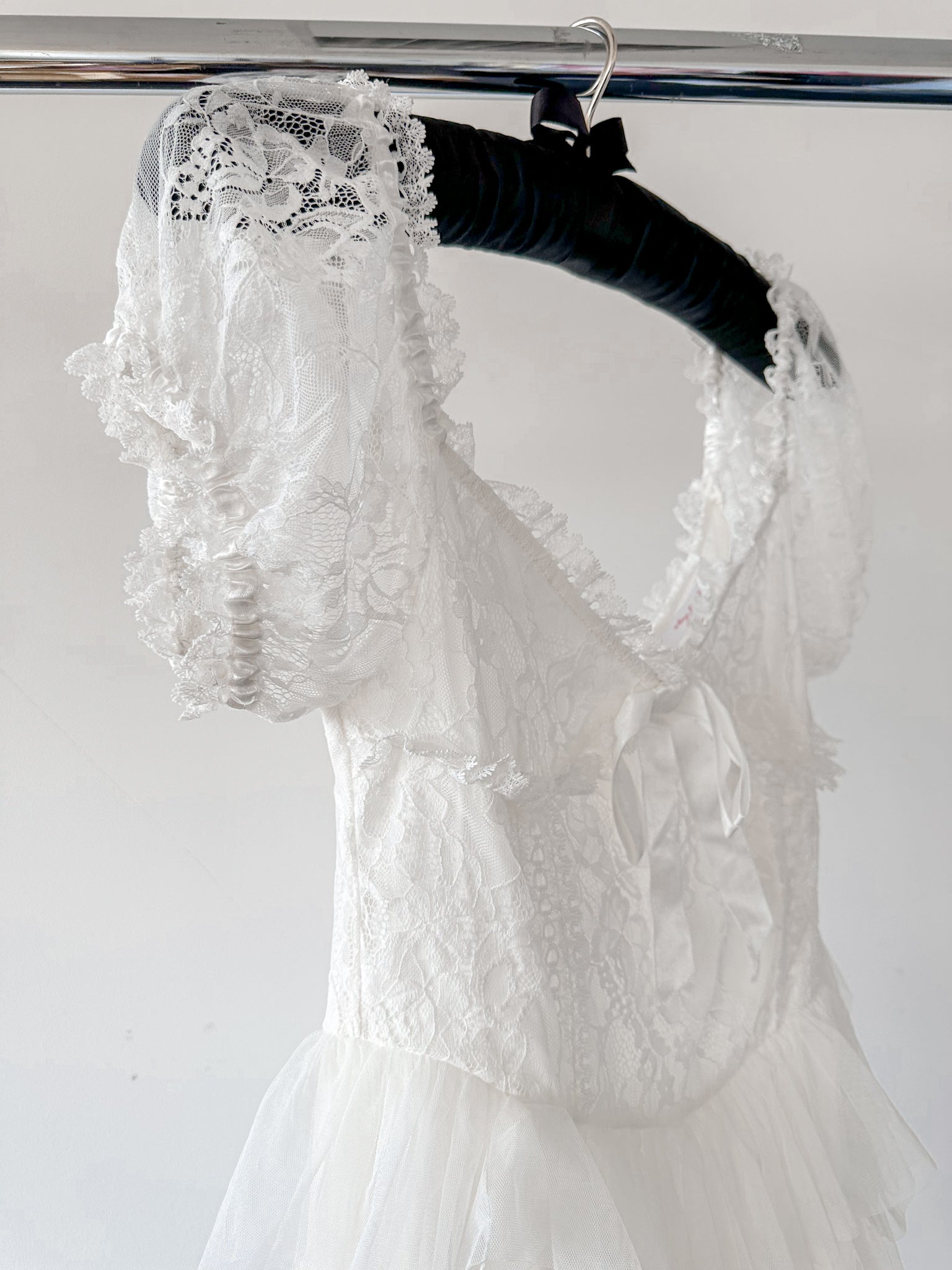 Amy Jane London White Sofia Lace Coquette Corset Style Ballerina Tulle Hem Mini Dress - House Of Huntington