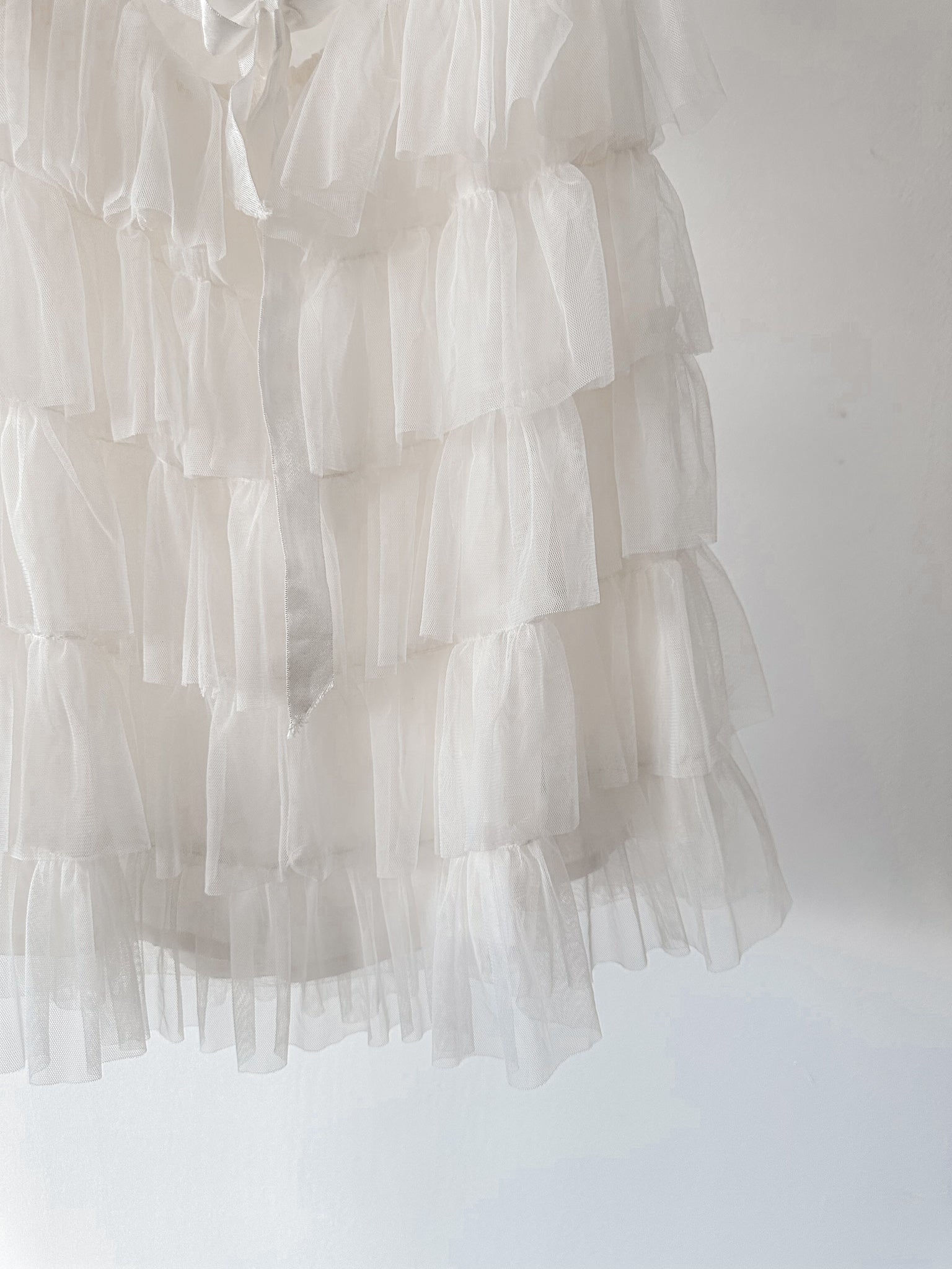 Amy Jane London White Sofia Lace Coquette Corset Style Ballerina Tulle Hem Mini Dress - House Of Huntington