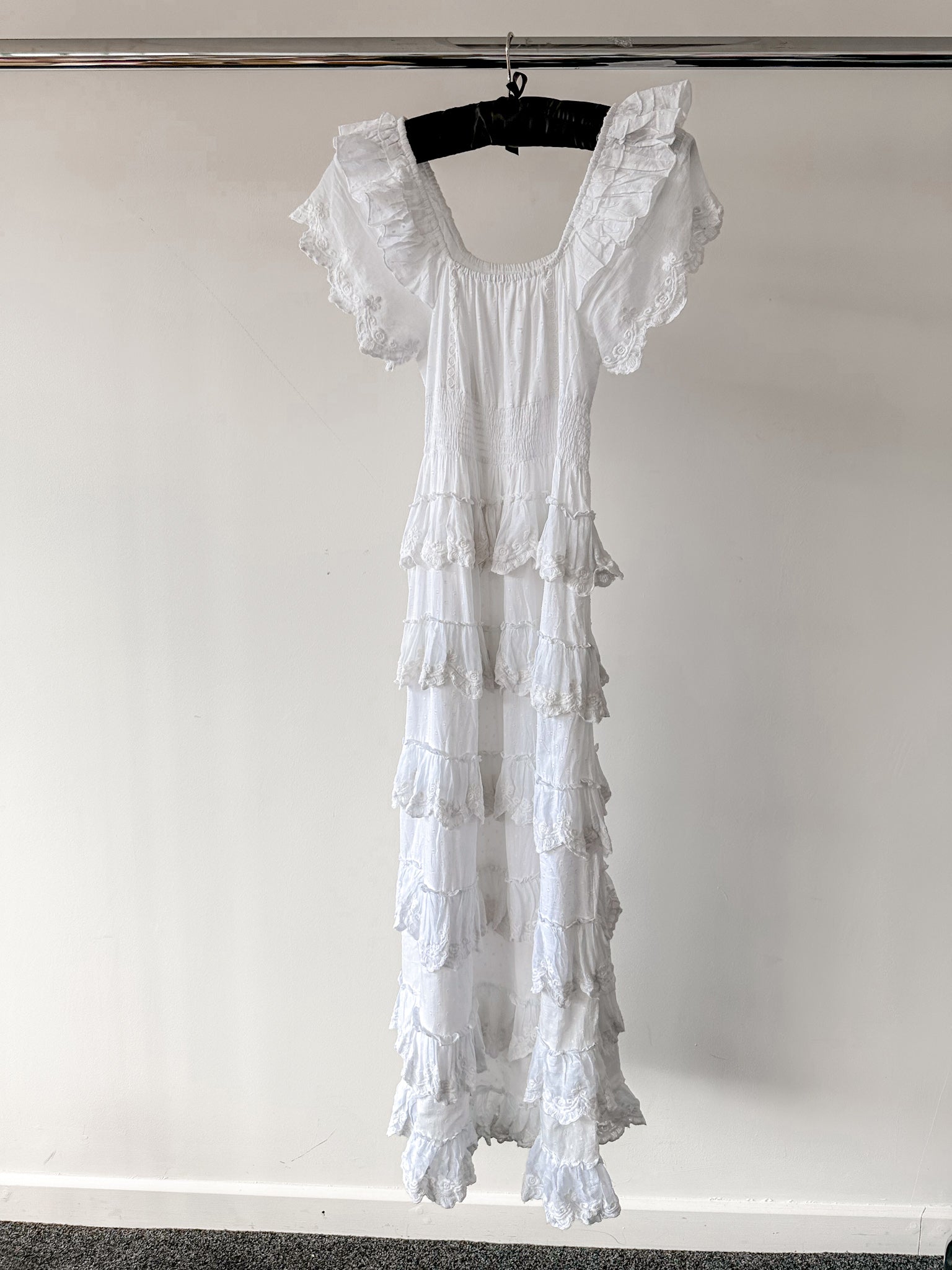 Amy Jane London White Harper Victorian Lace Tiered Maxi Dress - House Of Huntington