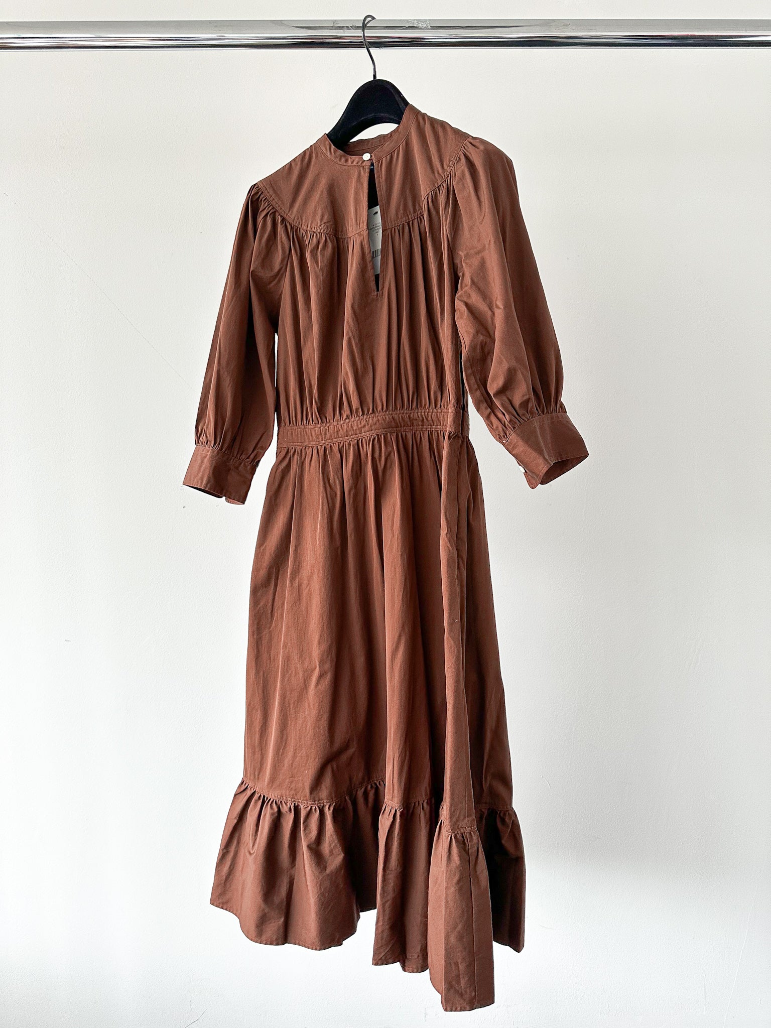 POLO RALPH LAUREN Brown Poplin Quiet Luxury Midi Dress POLO RALPH LAUREN Brown Poplin Quiet Luxury Midi Dress