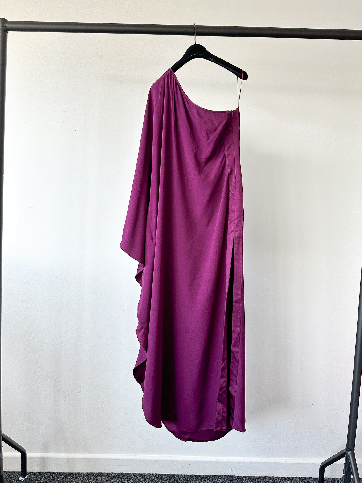 Taller Marmo Purple One Shoulder Ruffle Detail Dress - House Of Huntington