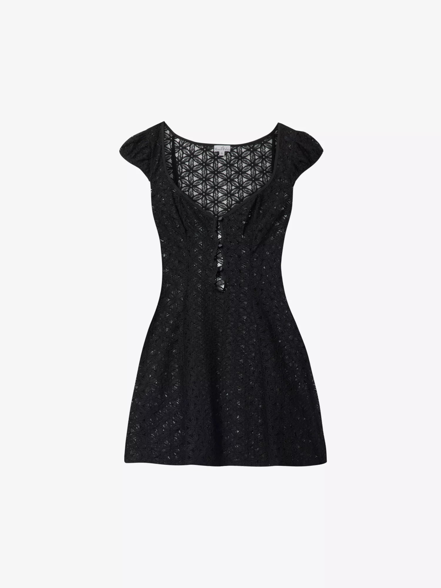 mirror palais fairy dress MIRROR PALAIS Maria Scoop-Neck Lace Black Mini Dress – House Of Huntington