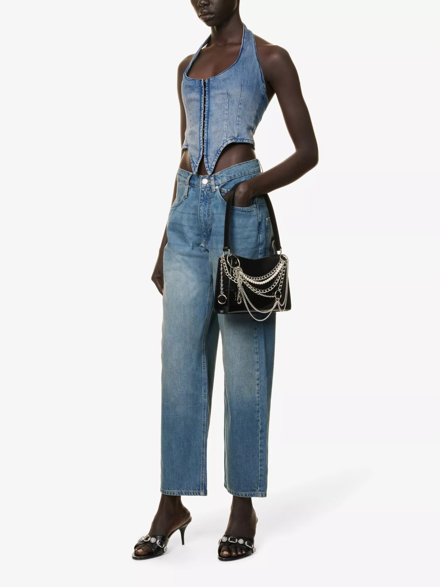 MIAOU Blue Denim Dani Echo Vest Corset Top - House Of Huntington
