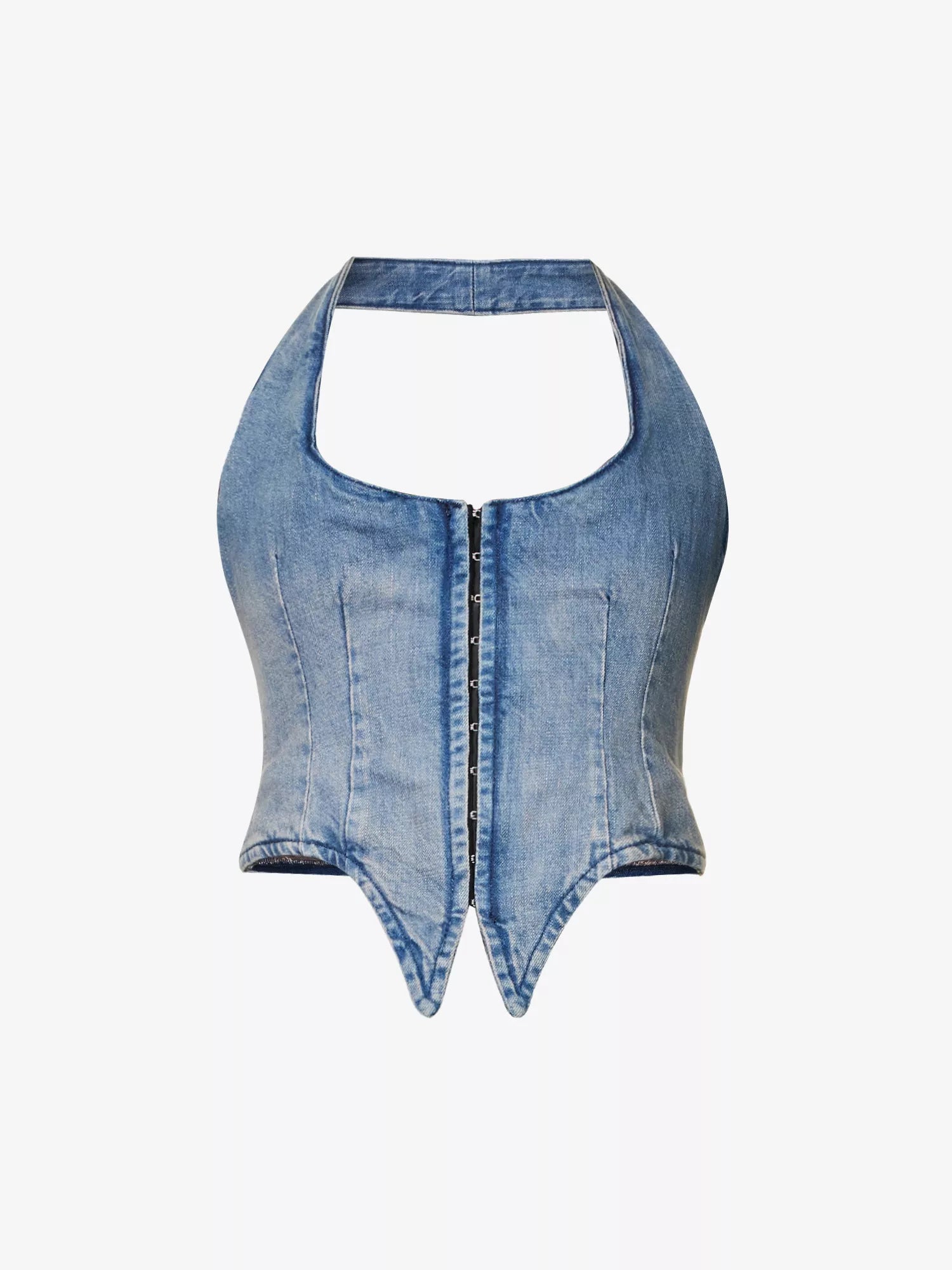MIAOU Blue Denim Dani Echo Vest Corset Top - House Of Huntington