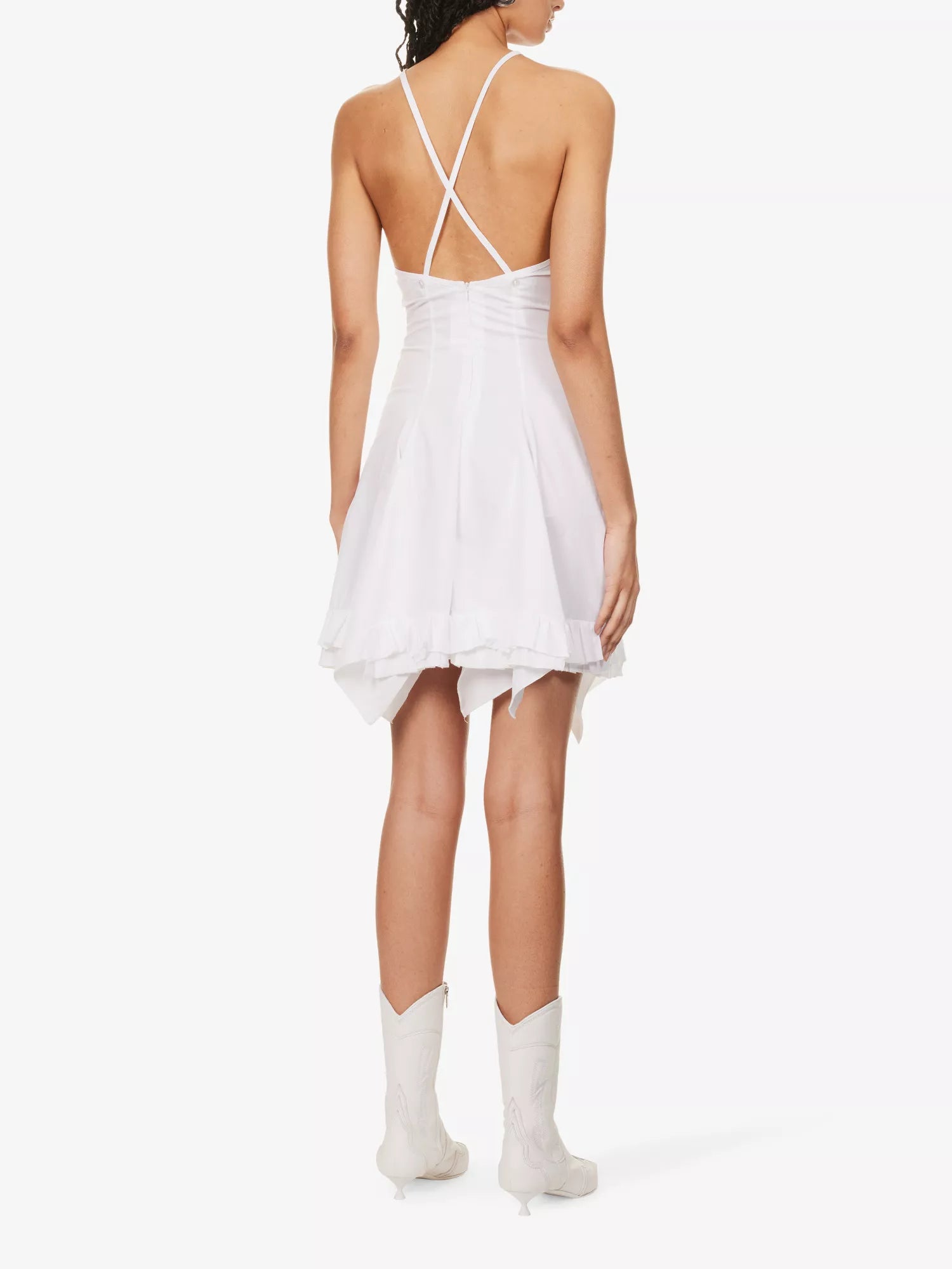 LUDOVIC DE SAINT SERNIN White Ice Skating Flared-Hem Cotton-Poplin Mini Dress - House Of Huntington