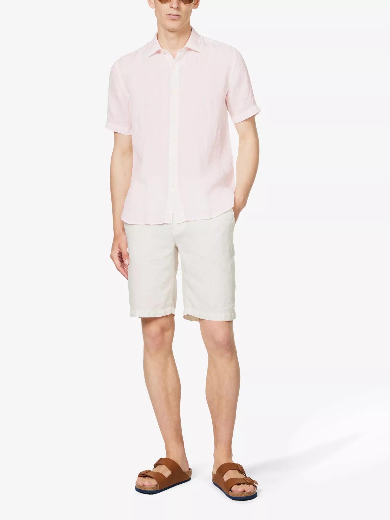 120% LINO Linen Camicia Rose Pink Spread Collar Shirt - House Of Huntington