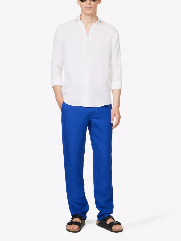 120% LINO Linen Trousers Blue Cobalt 