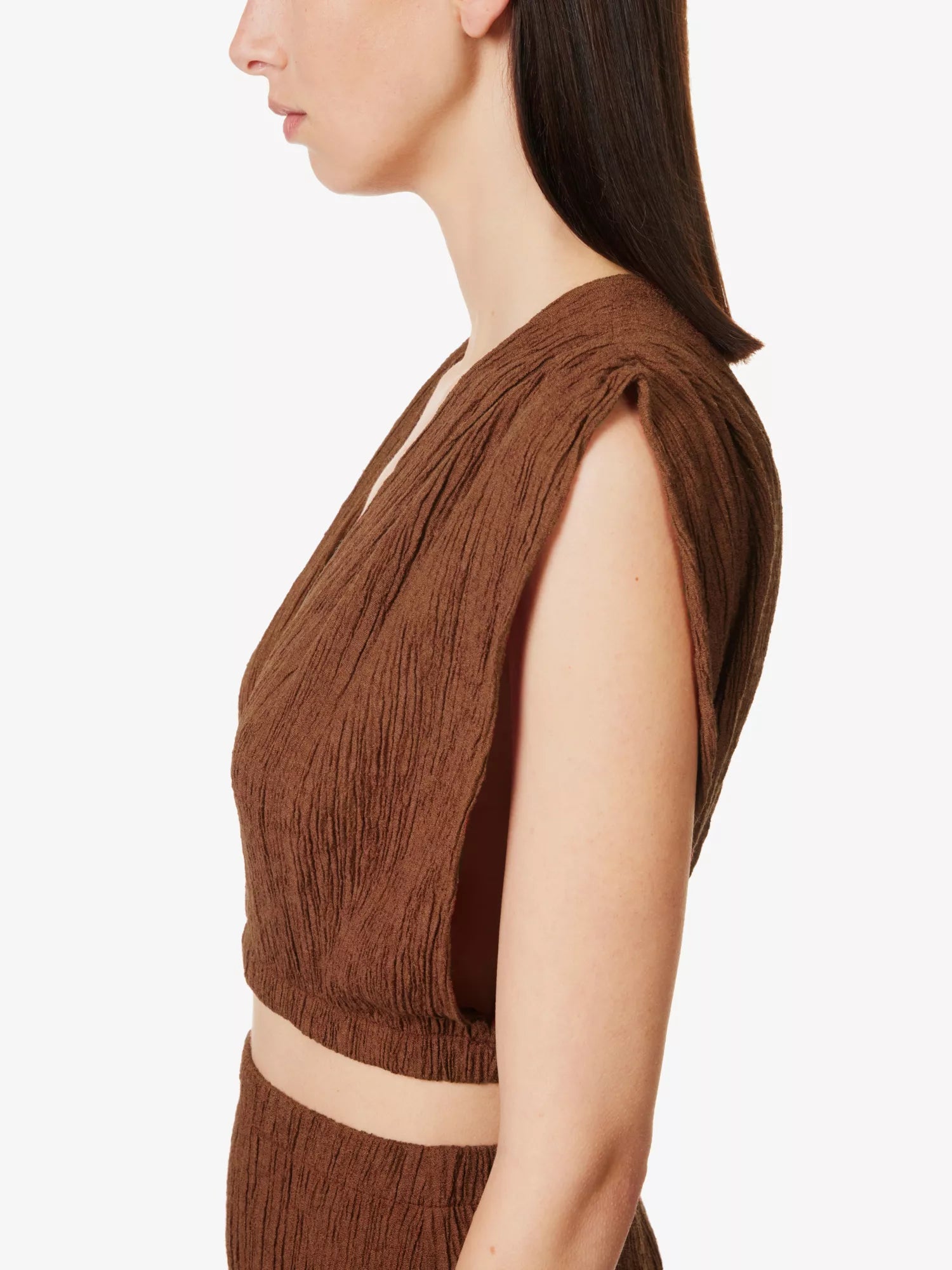 SAVANNAH MORROW Kamala Silk Bamboo Paprika Textured Crop Top - House Of Huntington