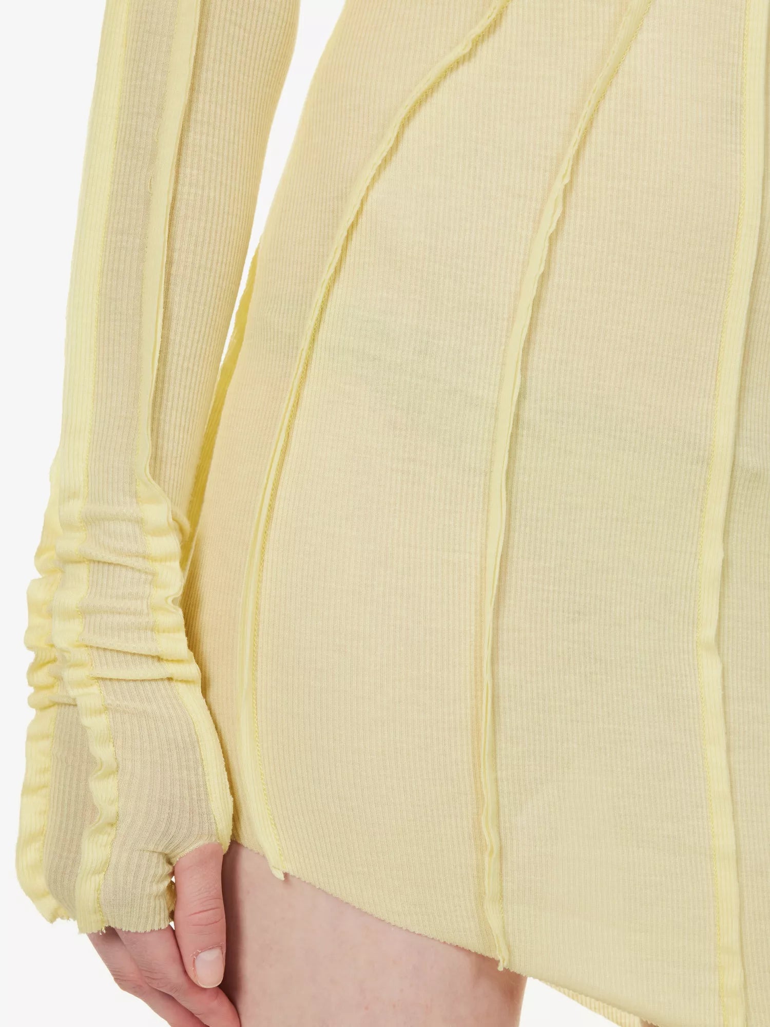 SAMI MIRO VINTAGE Asymmetric Raw Hem Stretch Woven Yellow Mini Dress - House Of Huntington