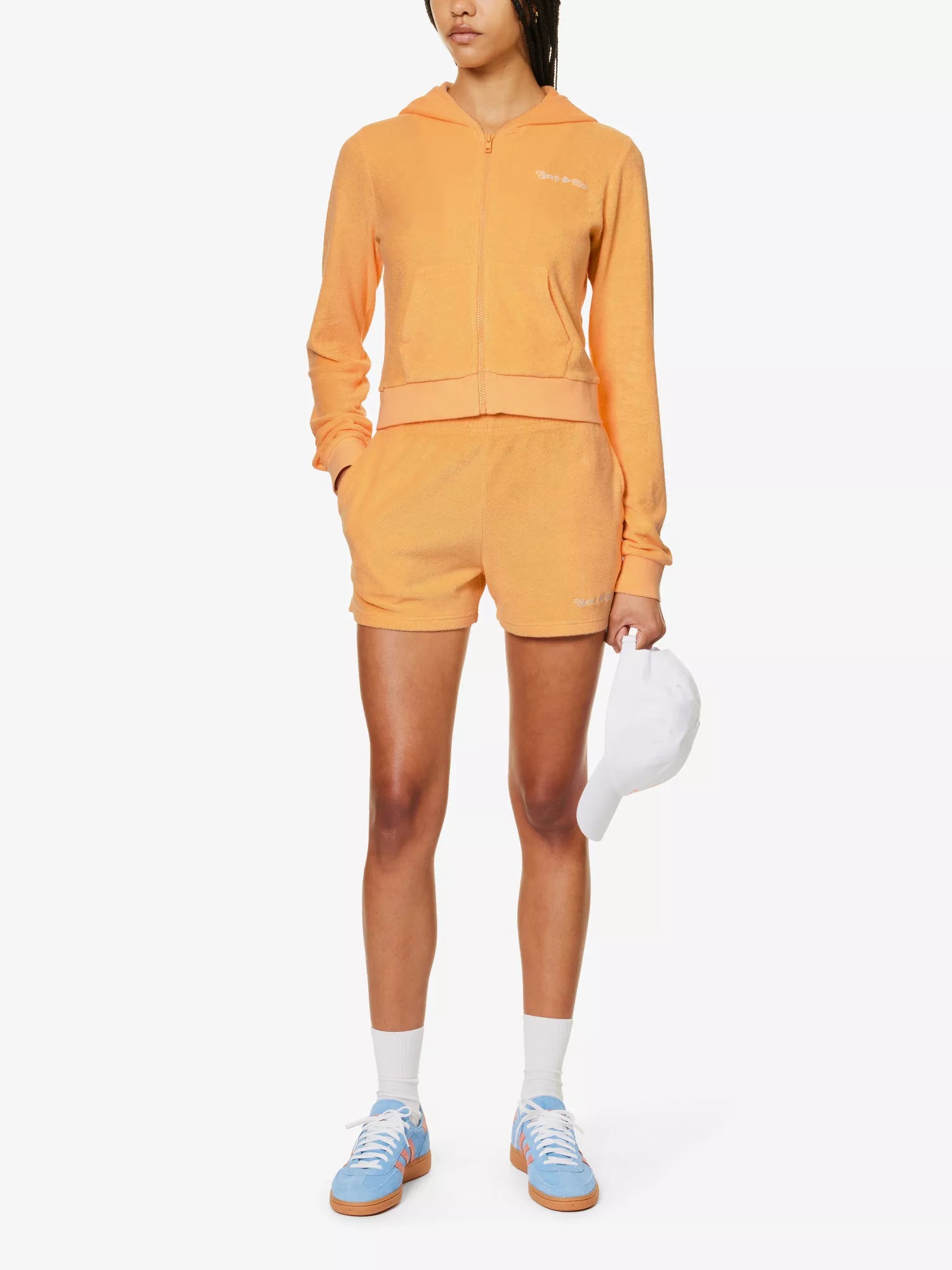 SPORTY & RICH NY Tennis Club Zip Up Orange Hoodie - House Of Huntington