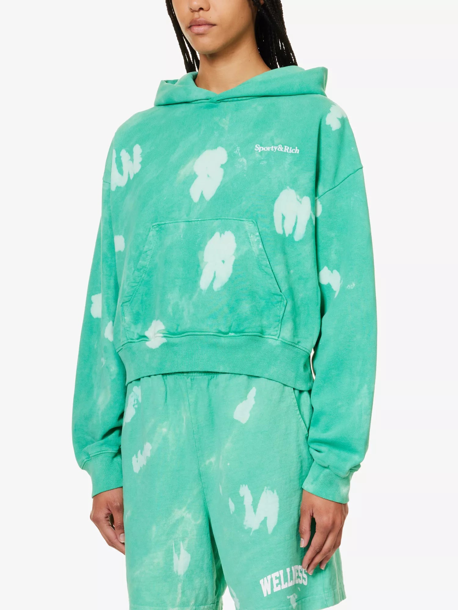SPORTY & RICH Serif Tie Dye Cotton Jersey Hoody - House Of Huntington