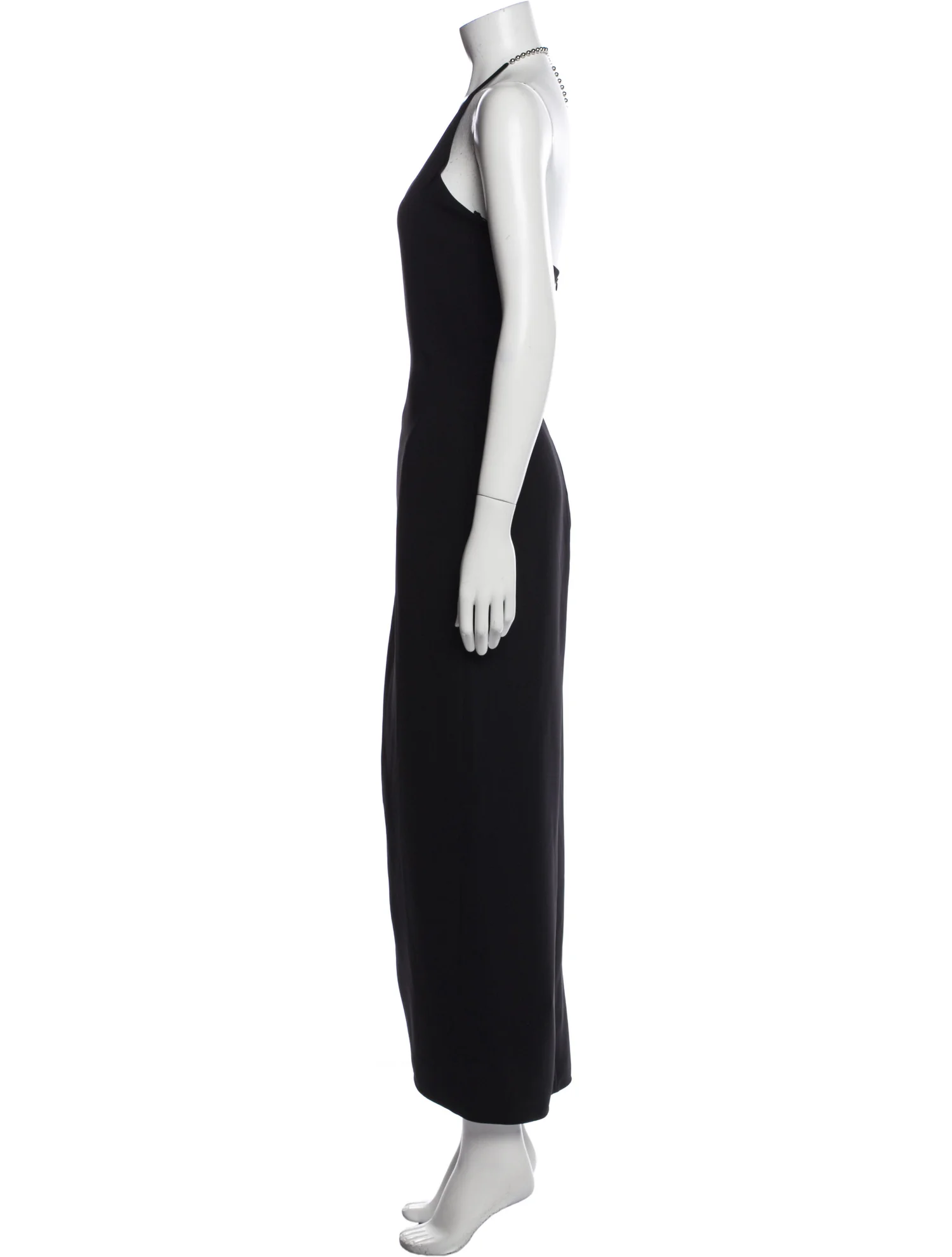 THE ATTICO Black Chain Detail Halterneck High Cut Slit Leg Corinne Dress - House Of Huntington