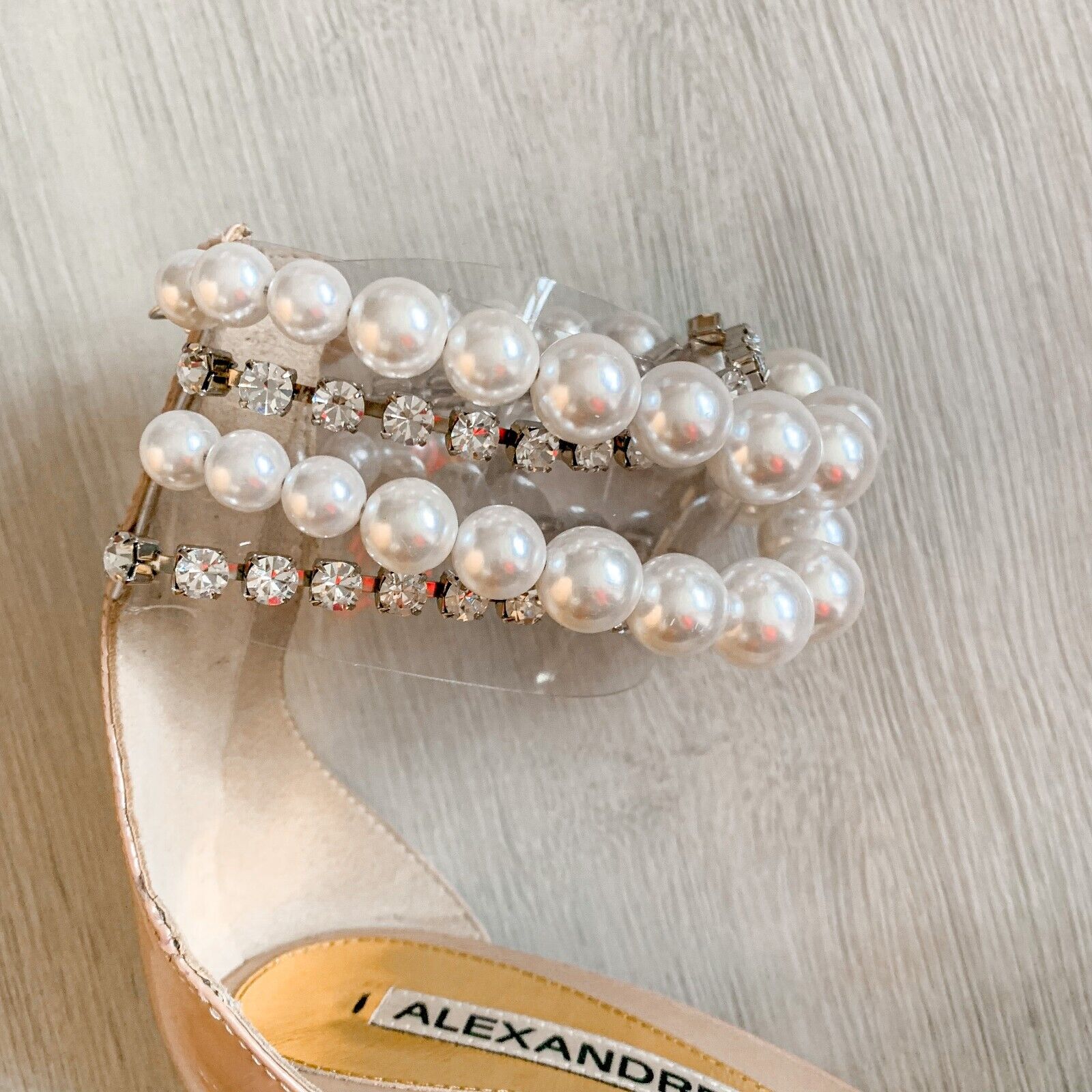 Alexandre Vauthier Pearl Crystal Ankle Strap Pink Sandal High Heels - House Of Huntington