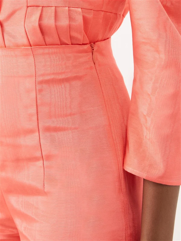 BATSHEVA Pink Ruffle Bottoms Moiré Trousers - House Of Huntington