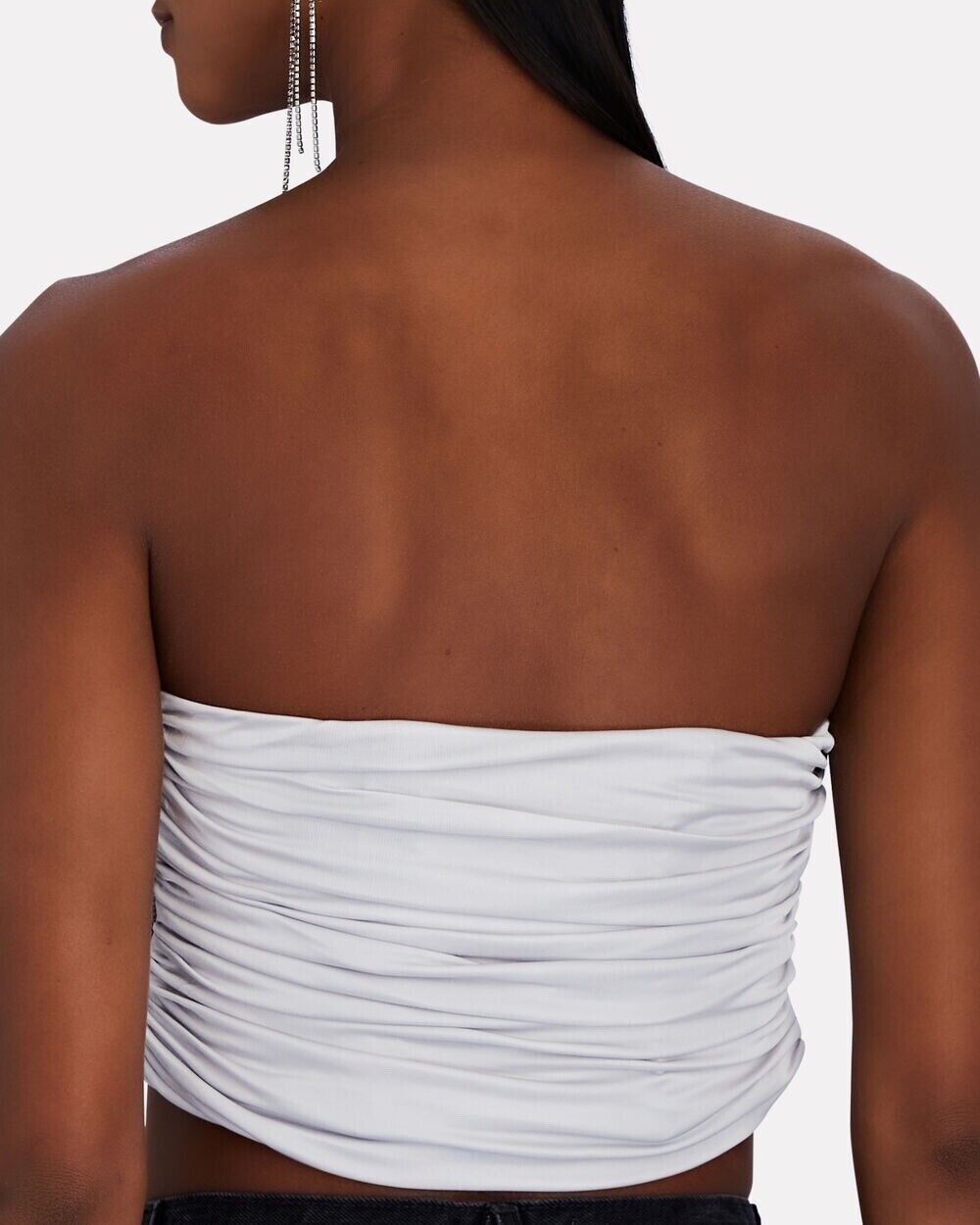 GAUGE81 Sesis Strapless Ruched Jersey Silver Top - House Of Huntington