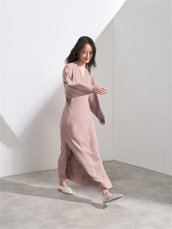 RAEY Dusty Pink Dolman Sleeve Side Split Wrap Dress - House Of Huntington