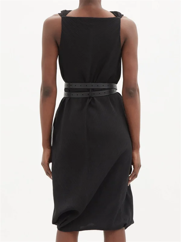 Raey Black Crinkled Silk Crepe Shift Dress - House Of Huntington