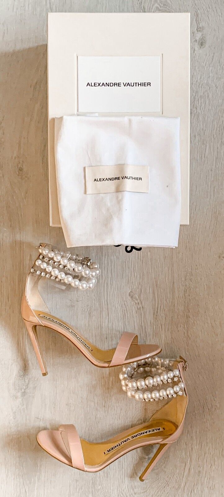 Alexandre Vauthier Pearl Crystal Ankle Strap Pink Sandal High Heels - House Of Huntington