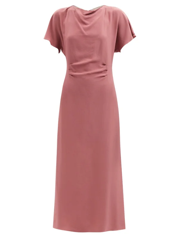 raey dress pink RAEY Balloon-Sleeve Cotton-Cheesecloth Maxi Dress