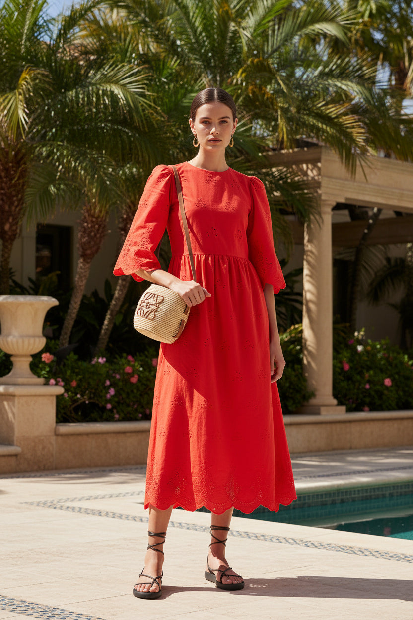 borgo de nor red dress Borgo de Nor Astoria Crepe Dress
