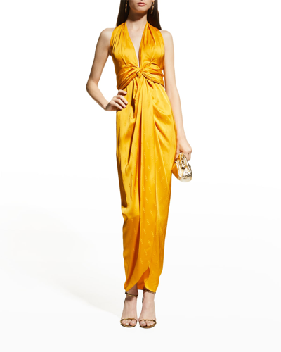 JOHANNA ORTIZ Vastness Of The Sea Marigold Halterneck Dress - House Of Huntington