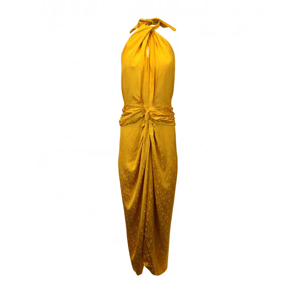 JOHANNA ORTIZ Vastness Of The Sea Marigold Halterneck Dress - House Of Huntington