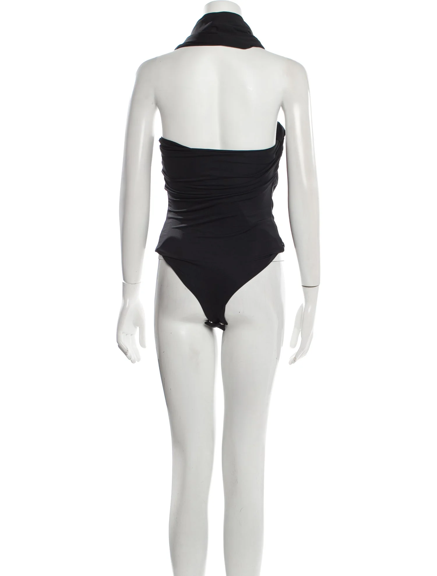 MAXIMILIAN DAVIS Black Disco Draped Sleeveless Bodysuit - House Of Huntington