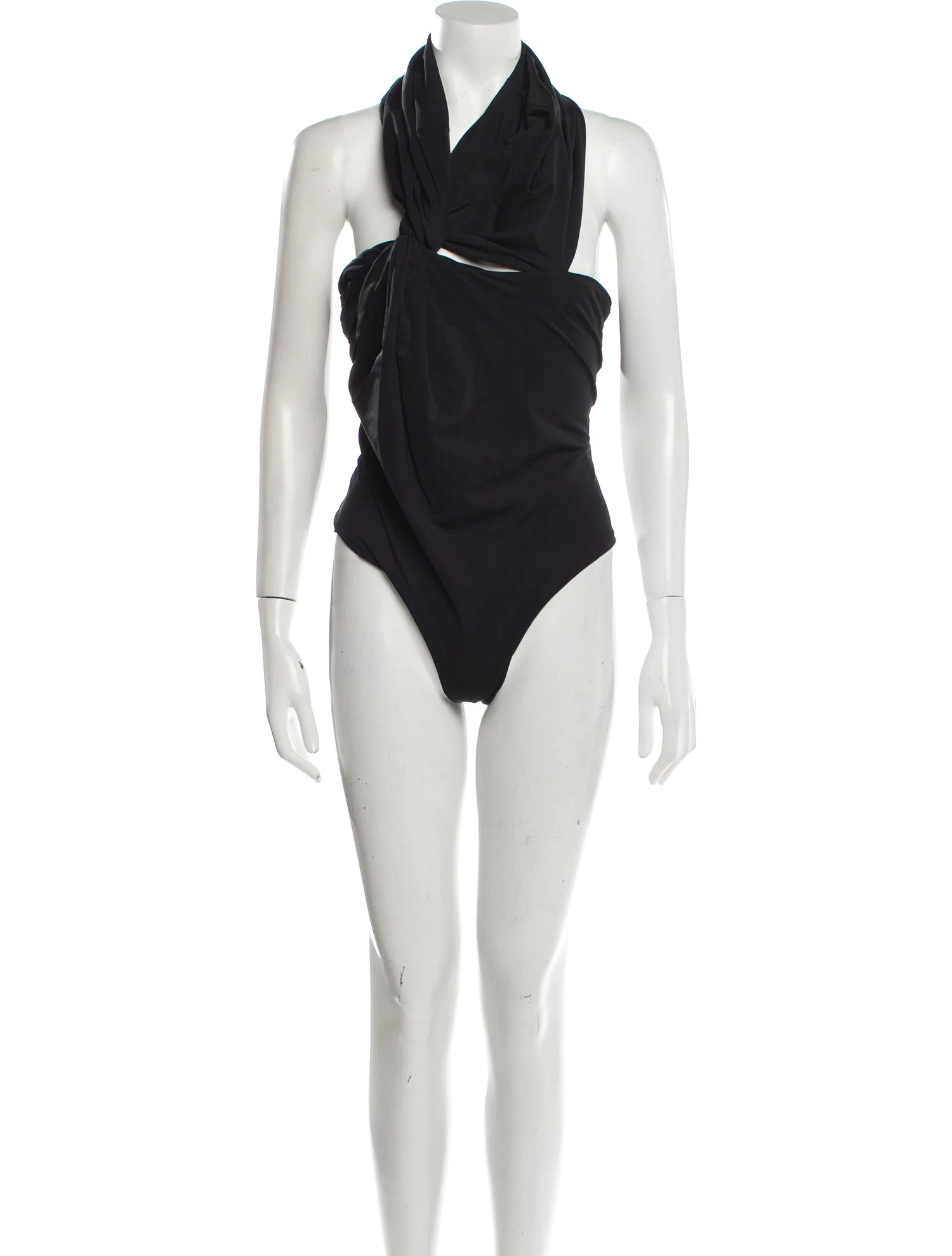 MAXIMILIAN DAVIS Black Disco Draped Sleeveless Bodysuit - House Of Huntington