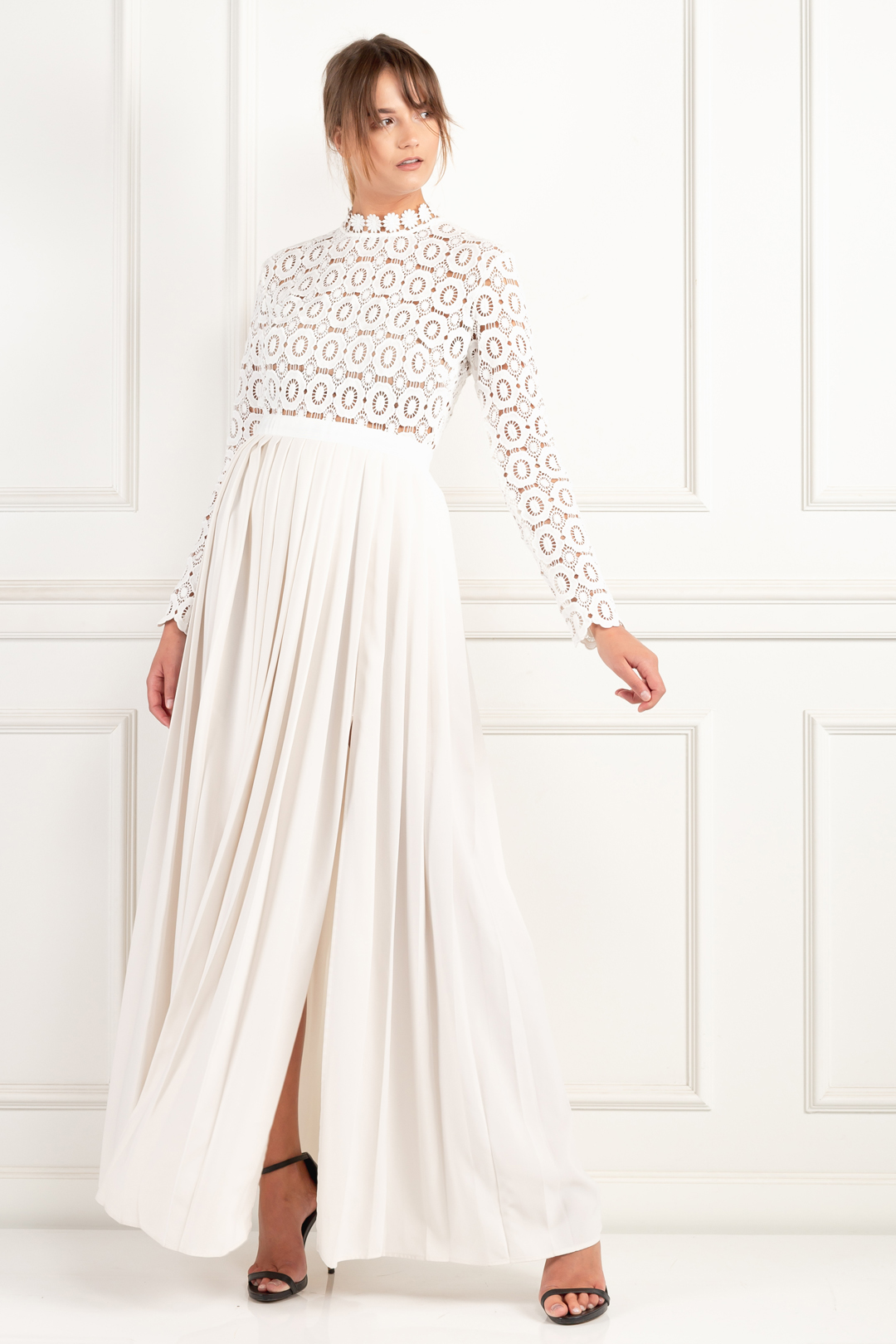self portrait pleated chiffon maxi dress Self-Portrait Embellished pliss chiffon maxi dress Self-Portrait