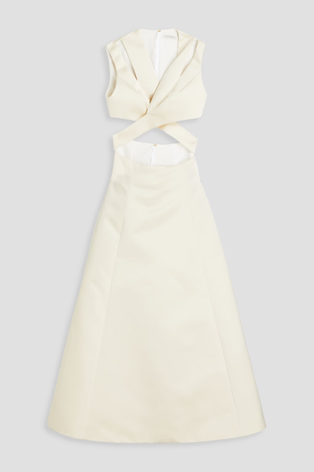 EMILIA WICKSTEAD Jax Cutout-Waist Duchess Satin Ivory Gown - House Of Huntington