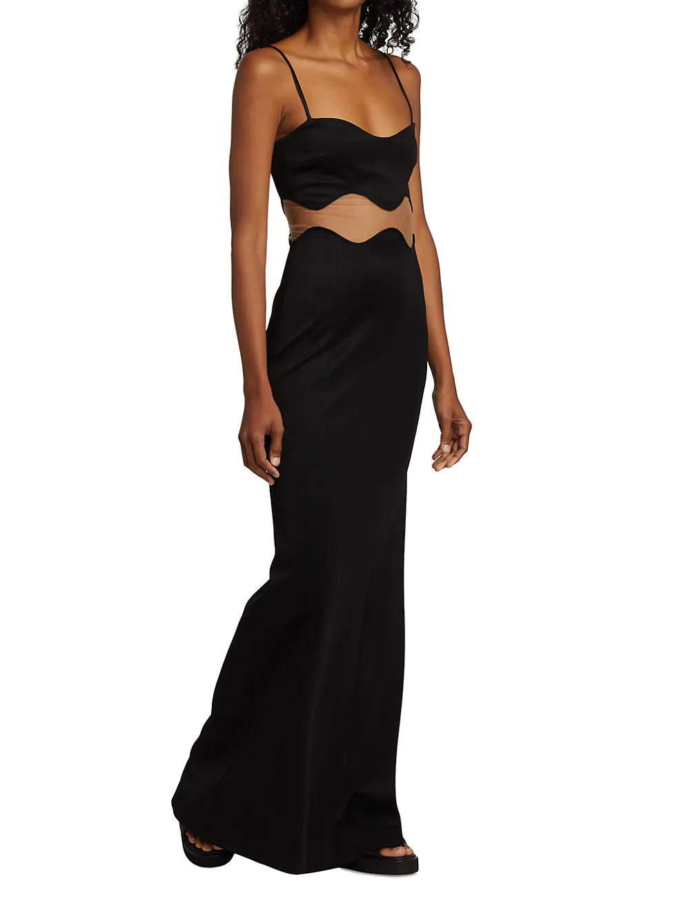 GALVAN LONDON Black Siren Mesh-Panel Maxi Dress - House Of Huntington