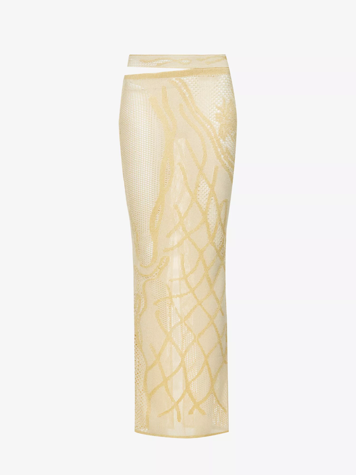 DI PETSA Birthing Venus Low Rise Pattern Beige Crochet Knit Skirt - House Of Huntington
