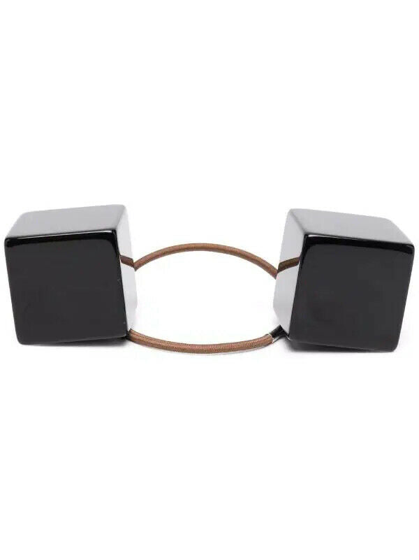 Jacquemus Black Engraved-Logo Cube Hair Tie - House Of Huntington