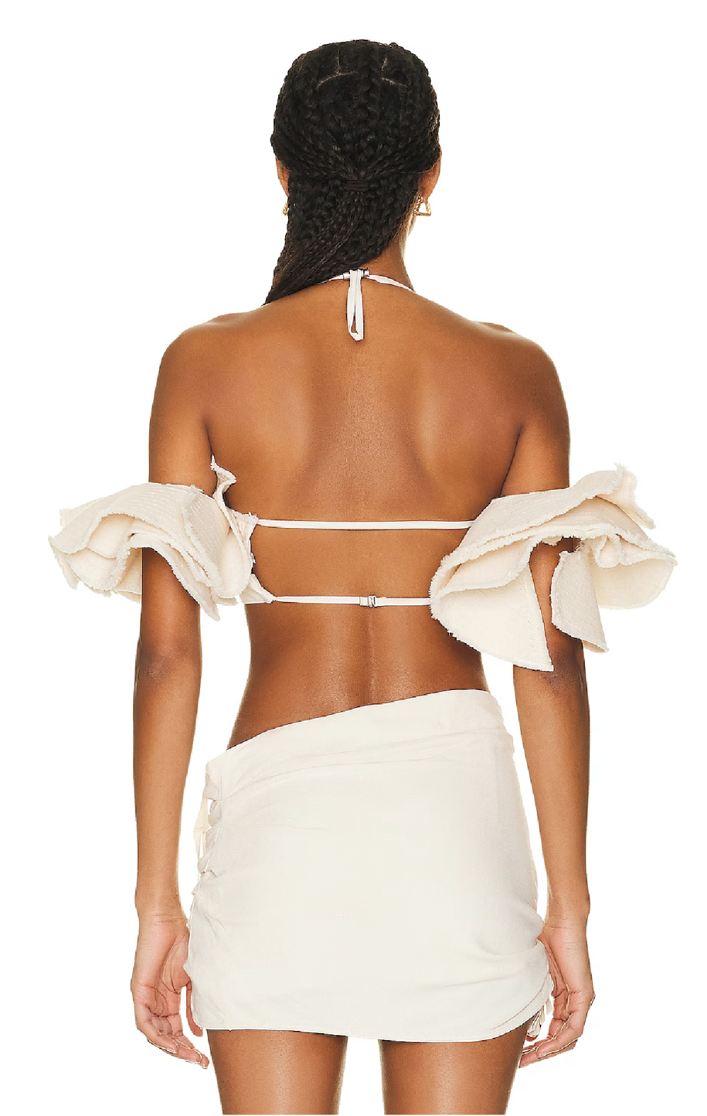 JACQUEMUS La Brassiere Artichaut Canvas Ruffle Crop Bra Top - House Of Huntington