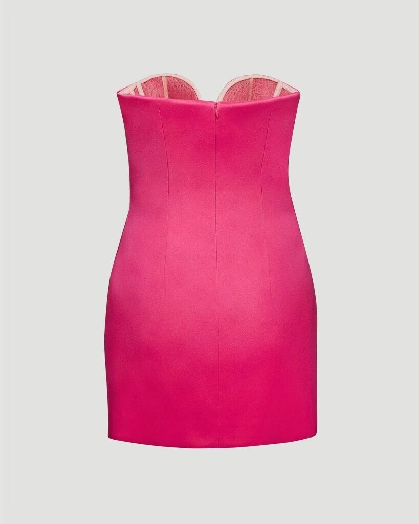 MAGDA BUTRYM Hot Bright Pink Bustier Cut Out Mini Dress - House Of Huntington