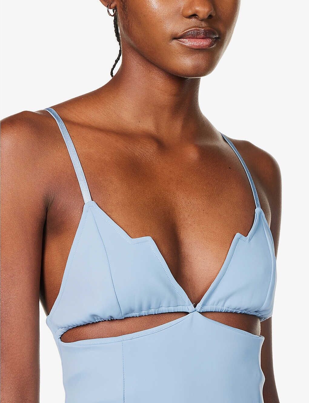 MOTHER OF ALL Jill Cut Out Stretch Woven Midi Light Blue Dress - House Of Huntington